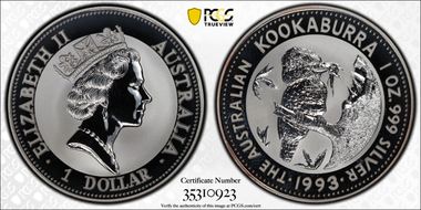 1993 $1 Kookaburra Ag MS66