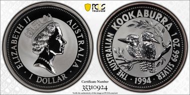 1994 $1 Kookaburra Ag MS69