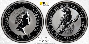 1995 $1 Kookaburra Ag MS70