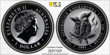 2001 $1 Kookaburra Ag MS69