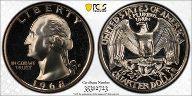 1968-S 25C PR69CAM