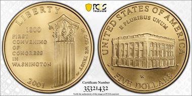 2001-W $5 Capitol Visitor MS70