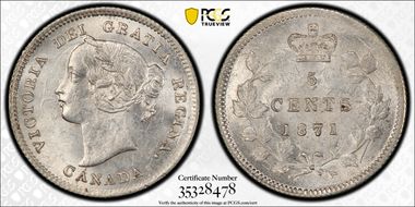 1871 5C TB7/P7 MS62+