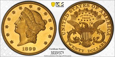 1899 $20 PR63+ CAM