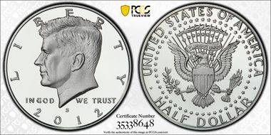 2012-S 50C Silver PR70DCAM