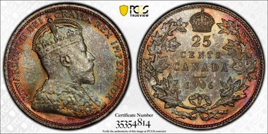 1906 25C Large Rev Crown MS66+