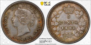 1884 5C Near Pointed 4 MS63