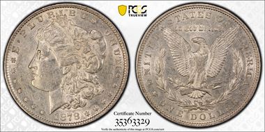 1878 7TF $1 Reverse of 1879 AU53