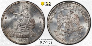 1875-S/CC T$1 MS64