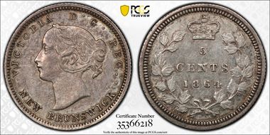 1864 5C Large 6 AU55