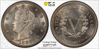 1883 5C No CENTS MS67