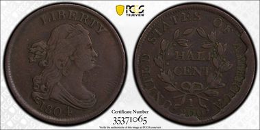 1804 1/2C C-6, Spiked Chin VF30BN