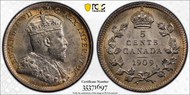 1909 5C Round Leaves  Cross/Bow Tie MS64