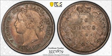 1893 10C Flat Top 3 9/9 MS64