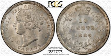 1886 10C Lg Point 6 MS64