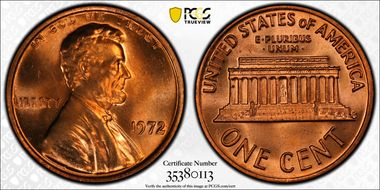 1972 1C Doubled Die Obverse MS66RD