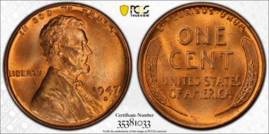 1947-D 1C MS65RD