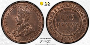 1931 (m) 1D English obverse Aligned date MS64RB