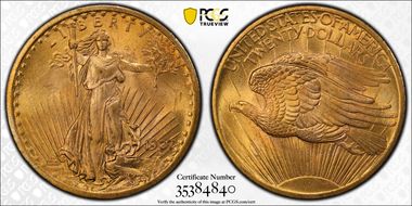 1907 $20 Saint-Gaudens MS65