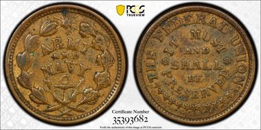 (1861-65) Token F-224/325a Copper The Federal Union AU58BN