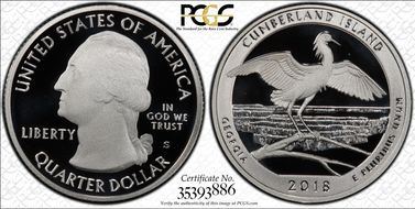 2018-S 25C Cumberland Island NP-Silver PR70DCAM
