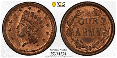 (1861-65) Token F-50/335a Copper Our Army MS64RB