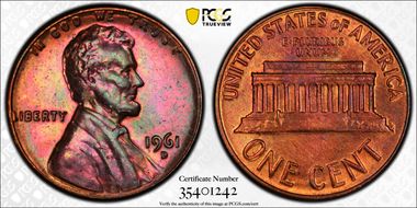 1961-D 1C MS65RB