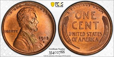 1913-D 1C MS65RD