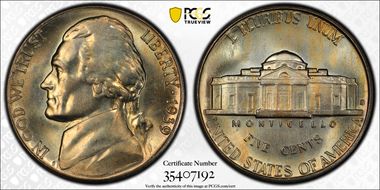 1939-S 5C Reverse of 1940 MS67FS