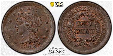 1852 1C Newcomb 1 MS65BN