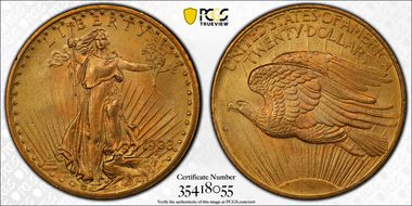 1908 $20 No Motto MS66