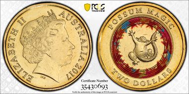 2017 $2 Possum Magic Colorized Visible Hush MS66