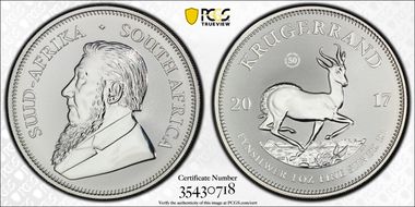 2017 1 Rand 50th Anniv. Krugerrand Ag SP68