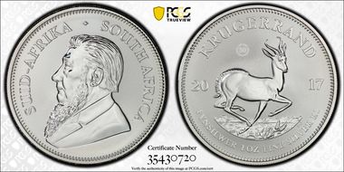 2017 1 Rand 50th Anniv. Krugerrand Ag SP69