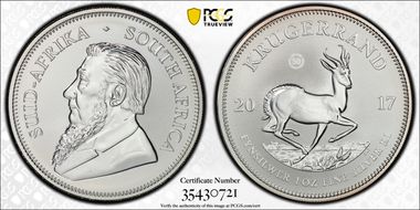 2017 1 Rand 50th Anniv. Krugerrand Ag SP69