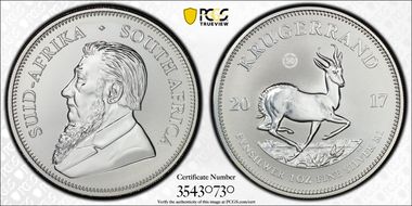 2017 1 Rand 50th Anniv. Krugerrand Ag SP69