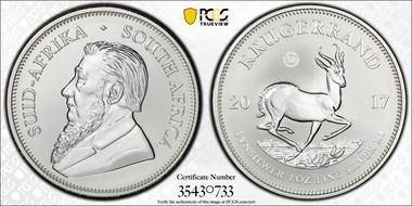 2017 1 Rand 50th Anniv. Krugerrand Ag SP70