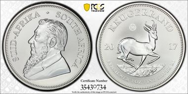 2017 1 Rand 50th Anniv. Krugerrand Ag SP69