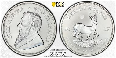 2017 1 Rand 50th Anniv. Krugerrand Ag SP69
