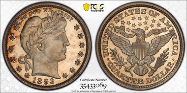 1893 25C PR65