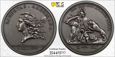 (1776) Medal Libertas Americana Ag 2005 Restrike MS64