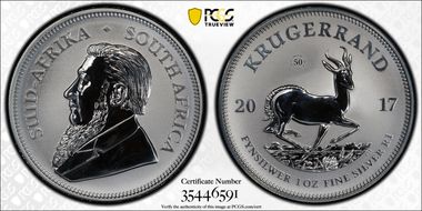 2017 1 Rand 50th Anniv. Krugerrand Ag SP69