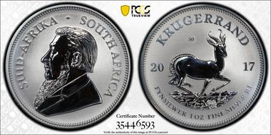 2017 1 Rand 50th Anniv. Krugerrand Ag SP69