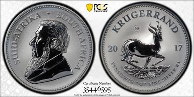 2017 1 Rand 50th Anniv. Krugerrand Ag SP69