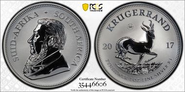 2017 1 Rand 50th Anniv. Krugerrand Ag SP69