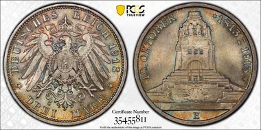 1913-E 3 Mk Leipzig J-140 MS66