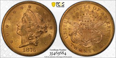 1876-S $20 MS63
