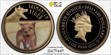 2011 $100 Tasmanian Tiger Lenticular Design PR70DCAM