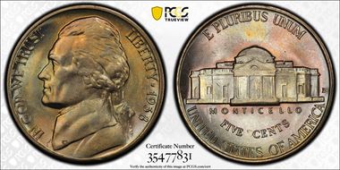 1938-D 5C Jefferson MS67