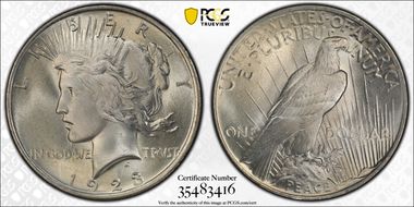 1923 $1 VAM 1G, Tiara Die Gouge MS66